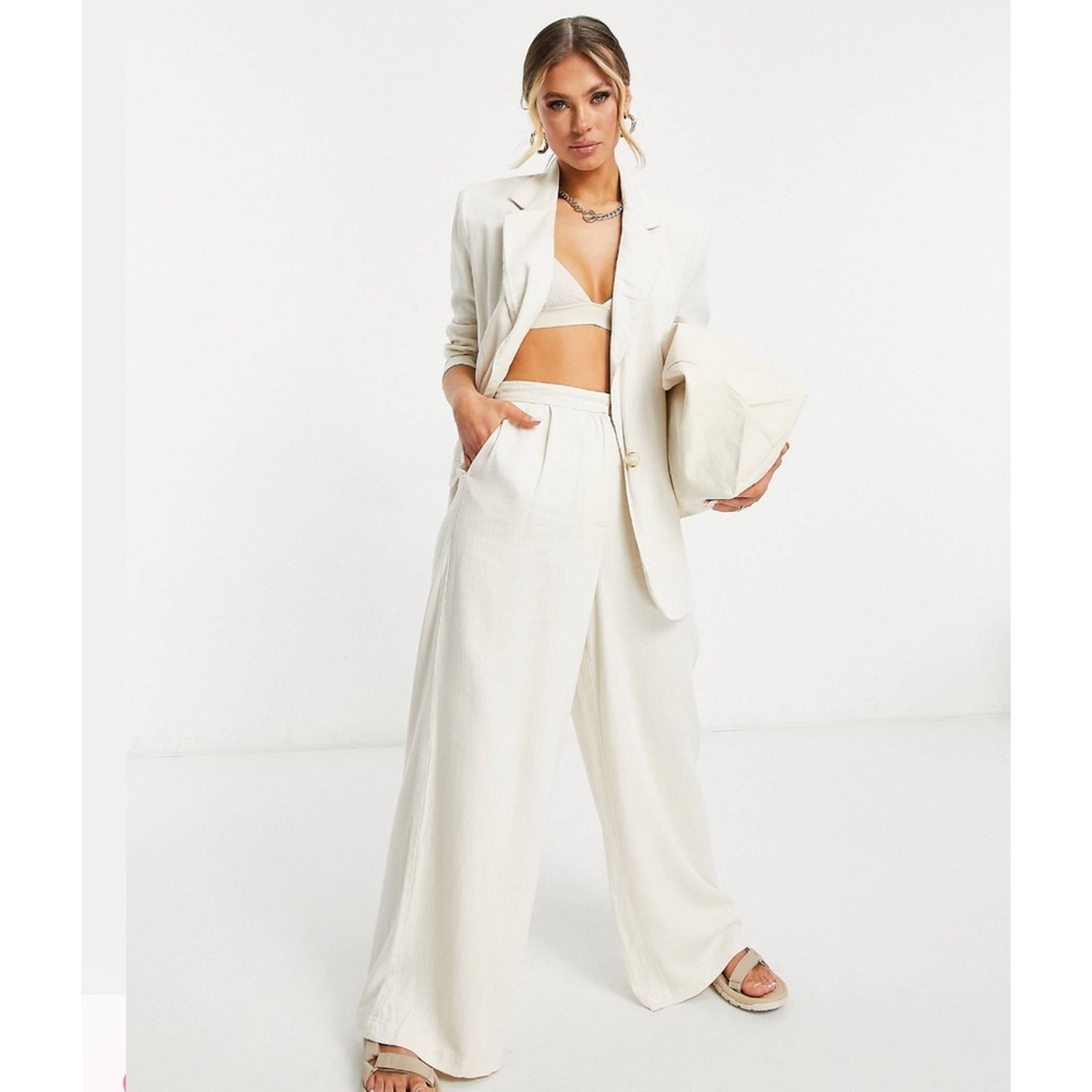 NWOT Linen Suit Blazer & Matching Highwaisted Pants